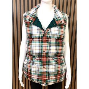 LL‎ Bean Women's Plaid Down Puffer Vest DownTek Packable Outdoor Multicolor L